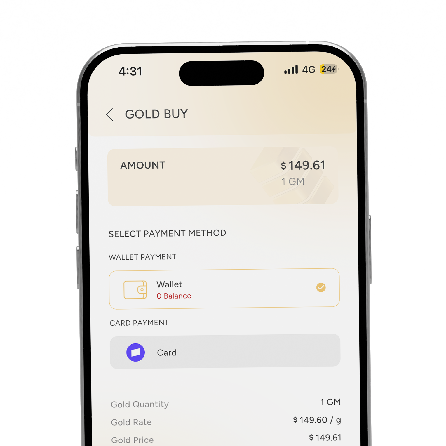 Buy digital gold at the live spot price